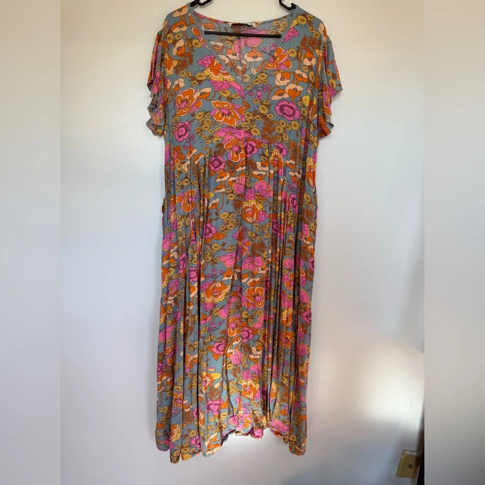 RusttyDustty Summer Boho Floral Dress Women’s 2XL 100% Vicose EUC - Picture 2 of 11